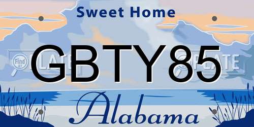 GBTY85 Alabama License Plate