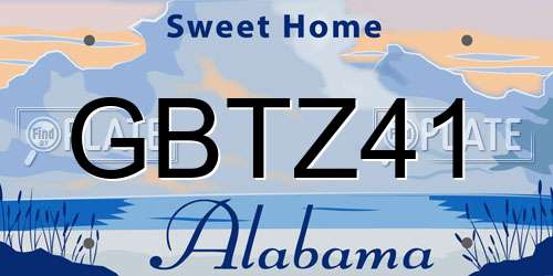 GBTZ41 Alabama License Plate