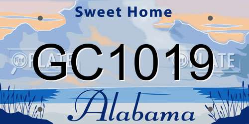 GC1019 Alabama License Plate