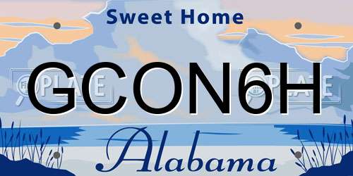 GCON6H Alabama License Plate