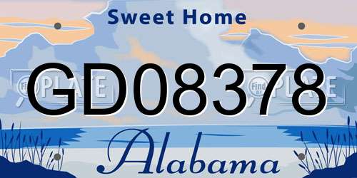 GD08378 Alabama License Plate