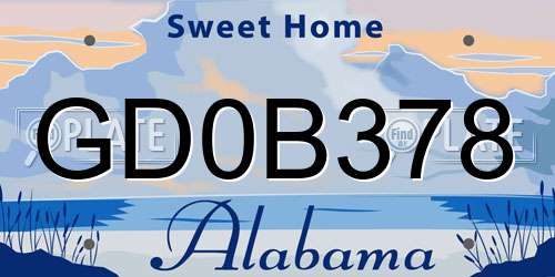 GD0B378 Alabama License Plate
