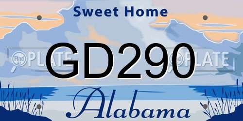 GD290 Alabama License Plate