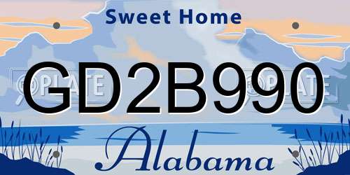 GD2B990 Alabama License Plate