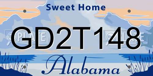 GD2T148 Alabama License Plate