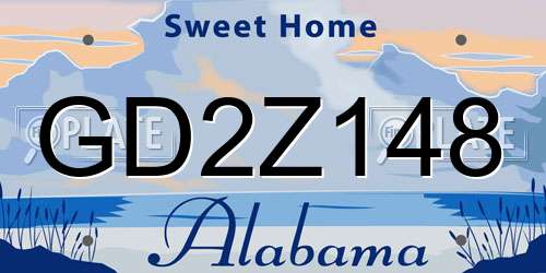 GD2Z148 Alabama License Plate
