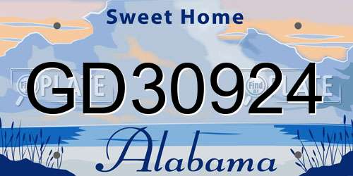 GD30924 Alabama License Plate