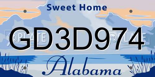 GD3D974 Alabama License Plate