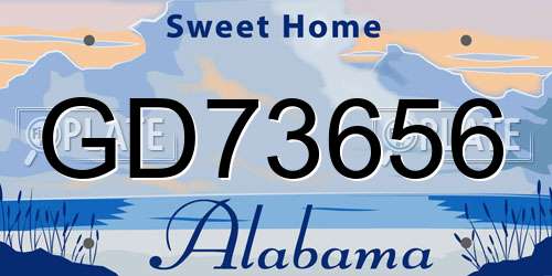 GD73656 Alabama License Plate