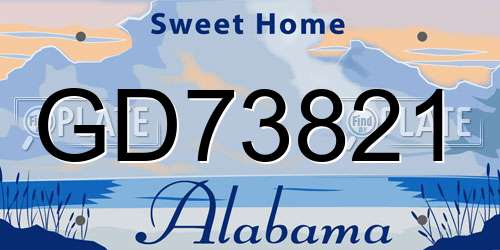 GD73821 Alabama License Plate