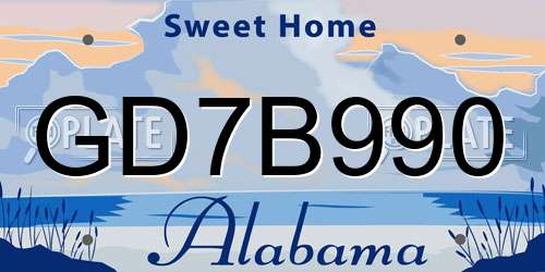 GD7B990 Alabama License Plate