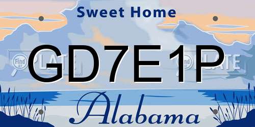 GD7E1P Alabama License Plate