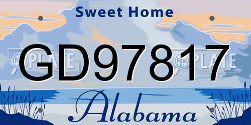 GD97817 Alabama License Plate