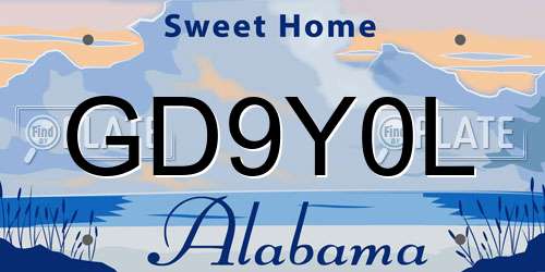 GD9Y0L Alabama License Plate