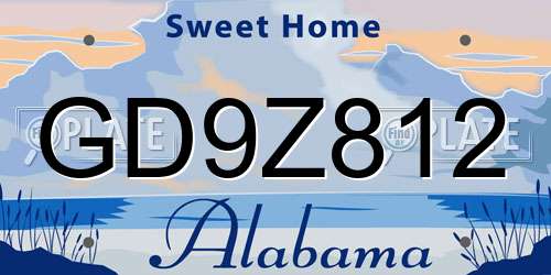 GD9Z812 Alabama License Plate