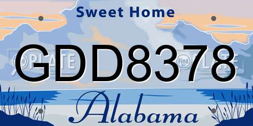 GDD8378 Alabama License Plate