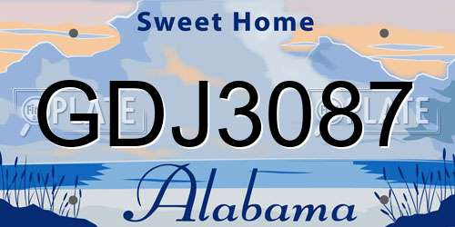 GDJ3087 Alabama License Plate