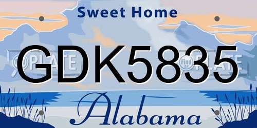GDK5835 Alabama License Plate