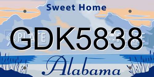 GDK5838 Alabama License Plate