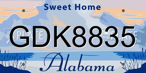 GDK8835 Alabama License Plate