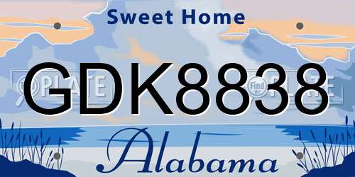 GDK8838 Alabama License Plate