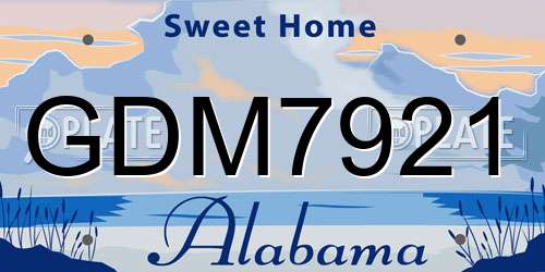 GDM7921 Alabama License Plate
