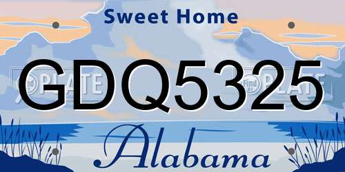 GDQ5325 Alabama License Plate
