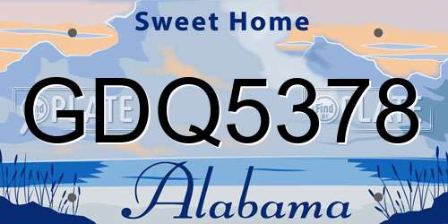 GDQ5378 Alabama License Plate