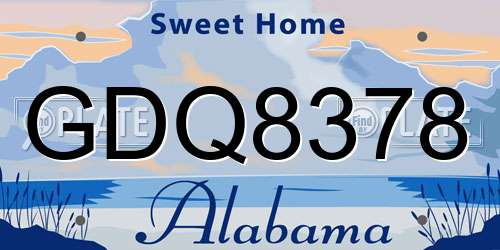 GDQ8378 Alabama License Plate