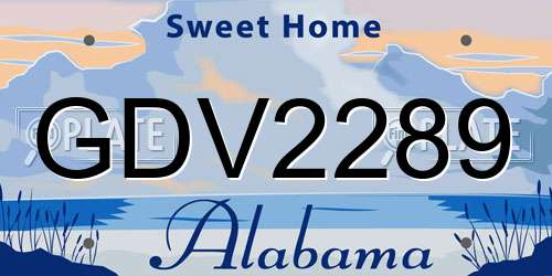 GDV2289 Alabama License Plate