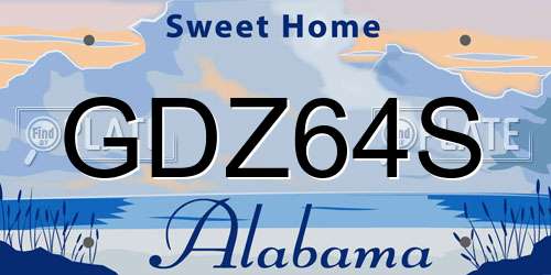GDZ64S Alabama License Plate