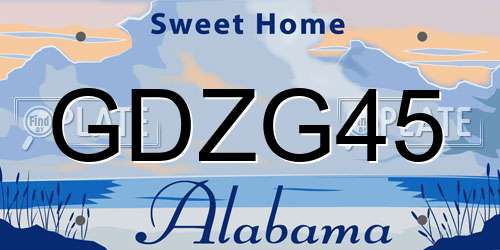 GDZG45 Alabama License Plate