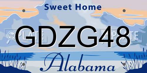 GDZG48 Alabama License Plate