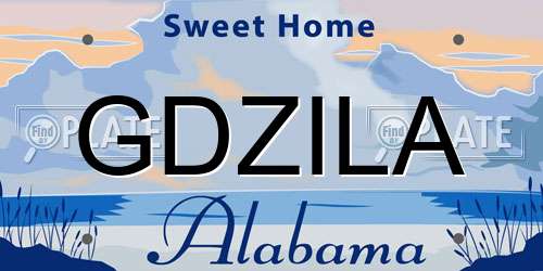 GDZILA Alabama License Plate