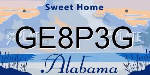 GE8P3G Alabama License Plate
