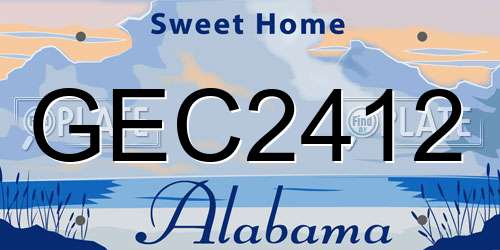 GEC2412 Alabama License Plate