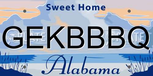 GEKBBBQ Alabama License Plate