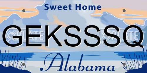 GEKSSSQ Alabama License Plate