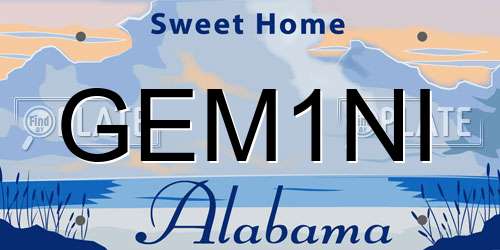 GEM1NI Alabama License Plate