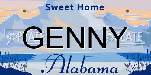 GENNY Alabama License Plate