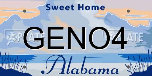GENO4 Alabama License Plate