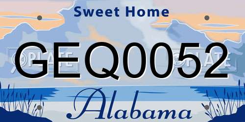 GEQ0052 Alabama License Plate