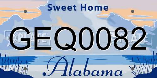 GEQ0082 Alabama License Plate