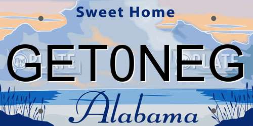 GET0NEG Alabama License Plate