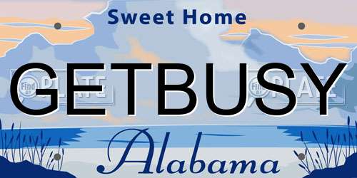 GETBUSY Alabama License Plate