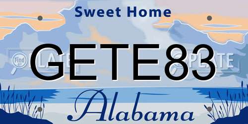 GETE83 Alabama License Plate
