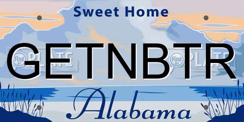 GETNBTR Alabama License Plate