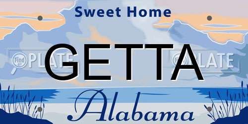 GETTA Alabama License Plate
