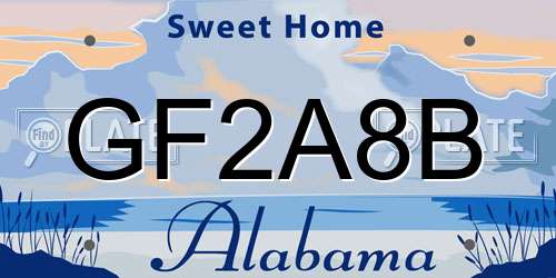 GF2A8B Alabama License Plate