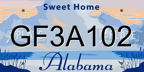 GF3A102 Alabama License Plate